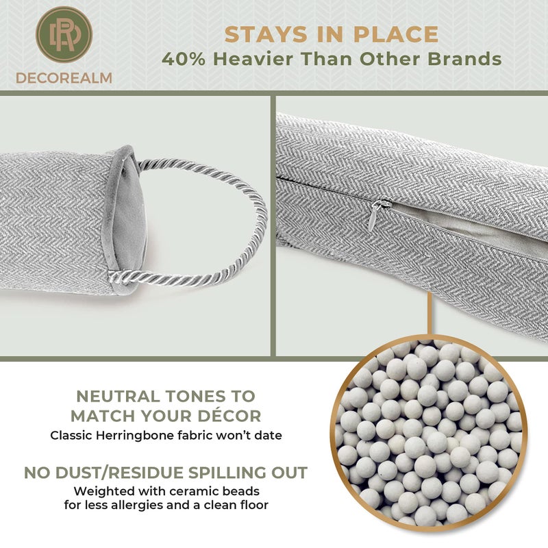 DECOREALM Under Door Draft Stopper and Blocker, Draft Guard for Doors and Windows, Decorative Fabric Cylinder Blocker Provides Weighted Door Insulation by DECOREALM (Grey, 36 Inches) - Image 3